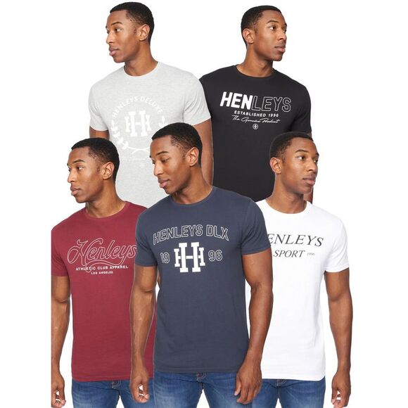 Henleys Mens Varick T-Shirt (Pack of 5) / Multicolored - Picture 1 of 6